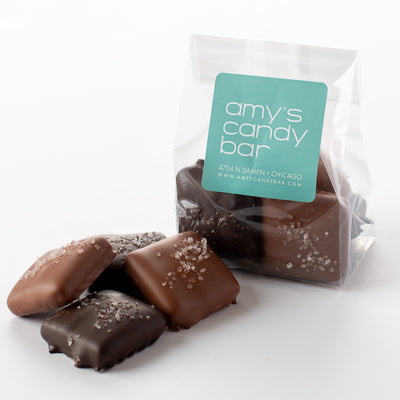 Milk and Dark Chocolate English Toffee with Sea Salt Amy's Candy Bar Chicago