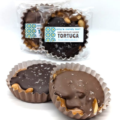 Milk or Dark Chocolate Cashew Tortugas (aka turtles)